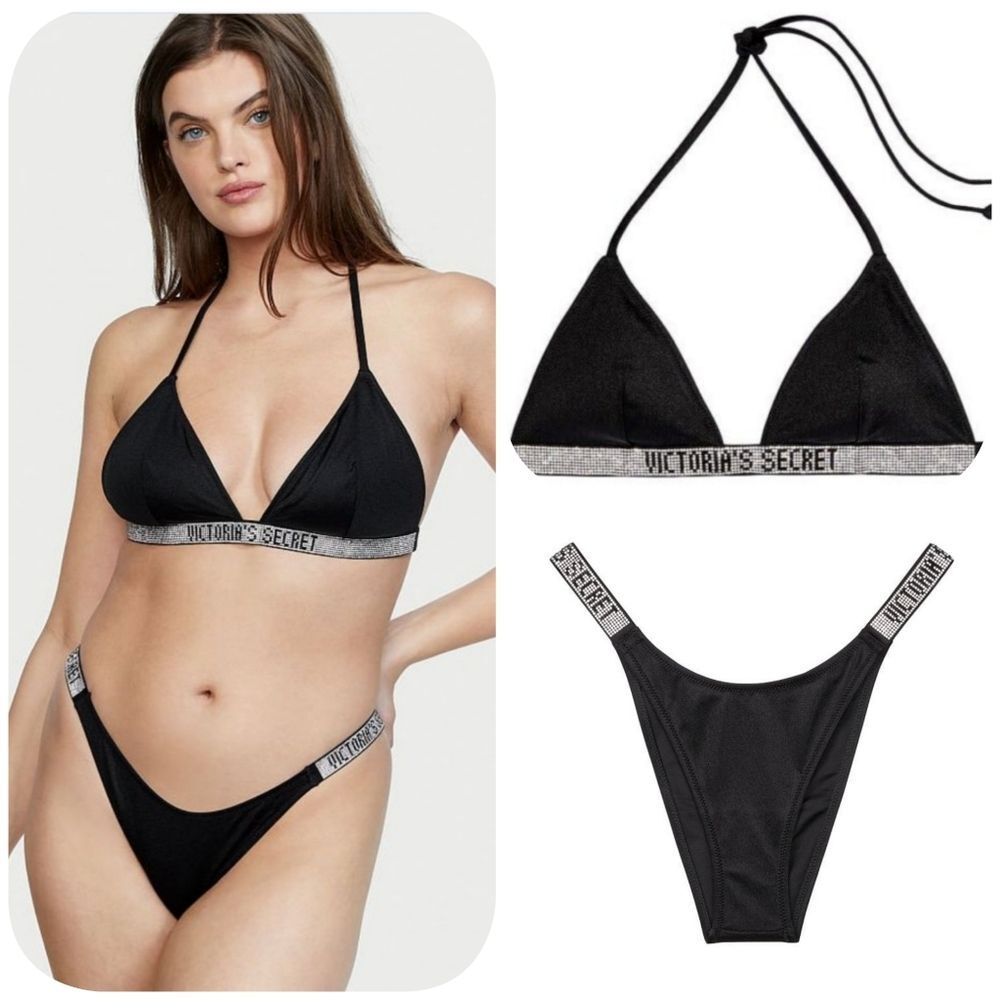 Victorias Secret VS BIKINI SET SHINE BLING BLACK xl